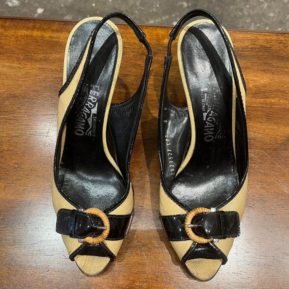 Salvatore Ferragamo leather sling back sandals